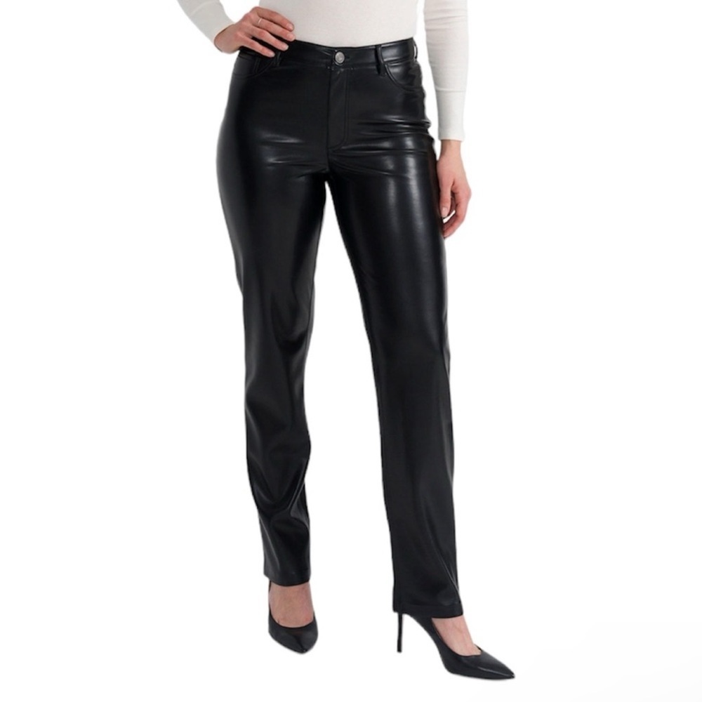 NWT Joie Black Faux Leather Straight Leg Pants Size 8